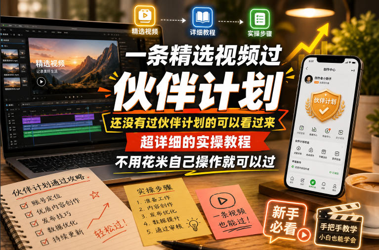 一条精选视频过伙伴计划，还没有过伙伴计划的可以看过来，超详细的实操教程，不用花米自己操作就可以过-西蒙学社