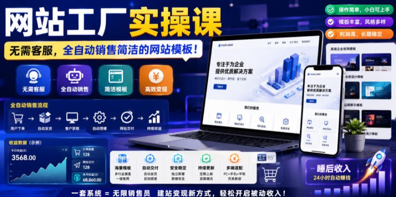 网站工厂实操课,无需客服,网站模板自动赚钱!【原创双语字幕】-西蒙学社