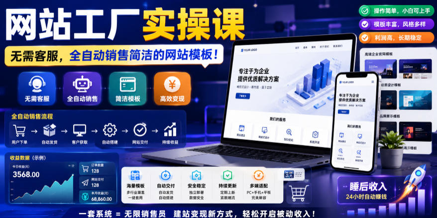 网站工厂实操课，无需客服，网站模板自动赚钱！【原创双语字幕】-西蒙学社