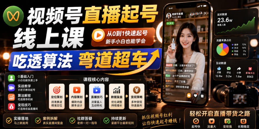 视频号直播起号线上课，吃透算法弯道超车（2026年6月）-西蒙学社