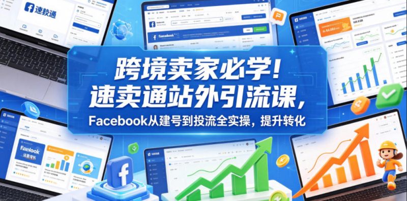 跨境卖家必学!速卖通站外引流课,Facebook从建号到投流全实操,提升转化-西蒙学社