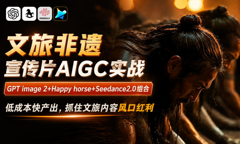 文旅非遗宣传片AIGC实战,GPT image 2+Happy horse+Seedance2.0组合,低成本快产出,抓住文旅内容风口红利-西蒙学社