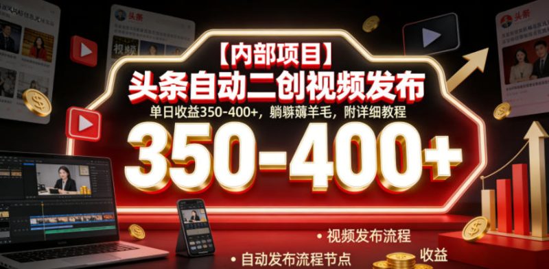 【内部项目】头条自动二创视频发布,单日收益350-400+,躺賺薅羊毛,附详细教程【揭秘】-西蒙学社