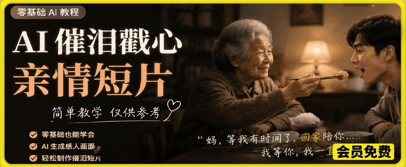 AI催泪戳心亲情短片，零基础AI教程，简单教学仅供参考-西蒙学社