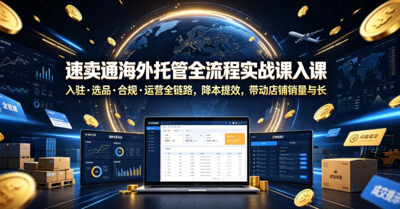 速卖通海外托管全流程实战课入驻・选品・合规・运营全链路,降本提效,带动店铺销量与收益增长-西蒙学社