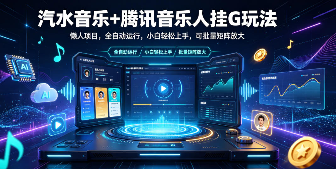 汽水音乐+腾讯音乐人挂G玩法，懒人项目，全自动运行，小白轻松上手，可批量矩阵放大【揭秘】-西蒙学社
