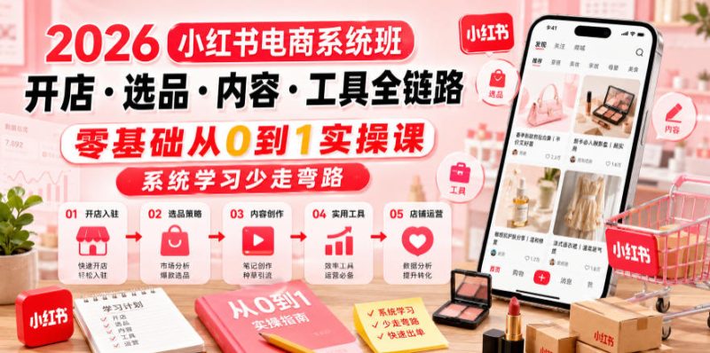 2026小红书电商系统班开店・选品・内容・工具全链路,零基础从0到1实操课,系统学习少走弯路-西蒙学社