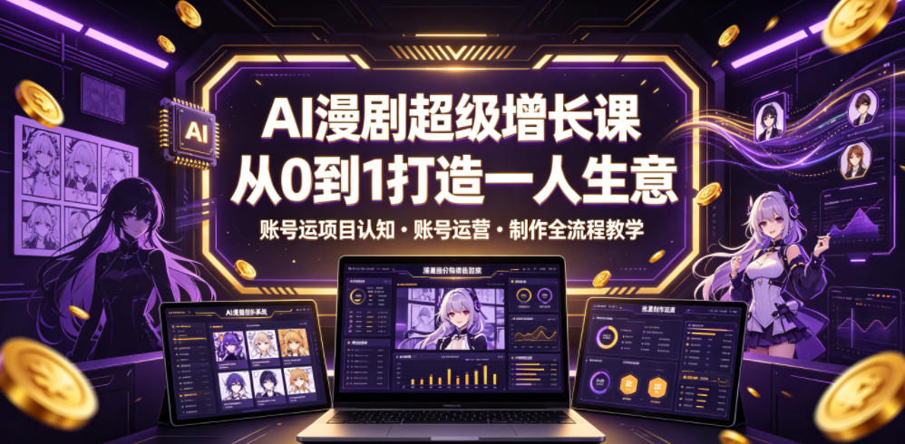 AI漫剧超级增长课，从0到1打造一人生意，项目认知・账号运营・制作全流程教学-西蒙学社