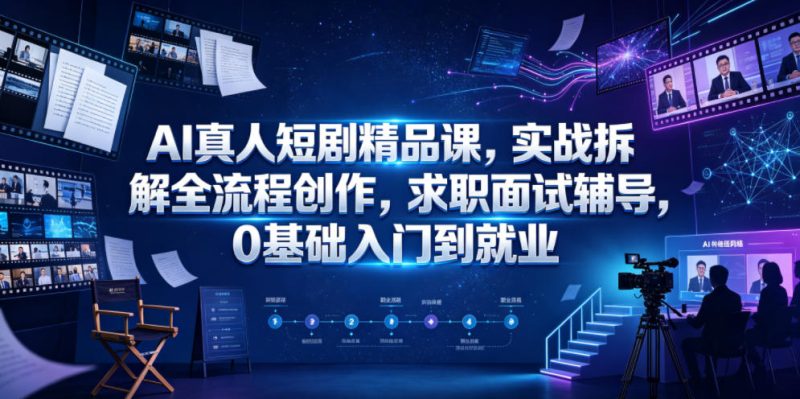 AI真人短剧精品课,实战拆解全流程创作,求职面试辅导,0基础入门到就业-西蒙学社