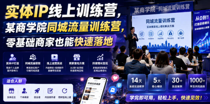实体IP线上训练营,某商学院同城流量训练营,零基础商家也能快速落地-西蒙学社