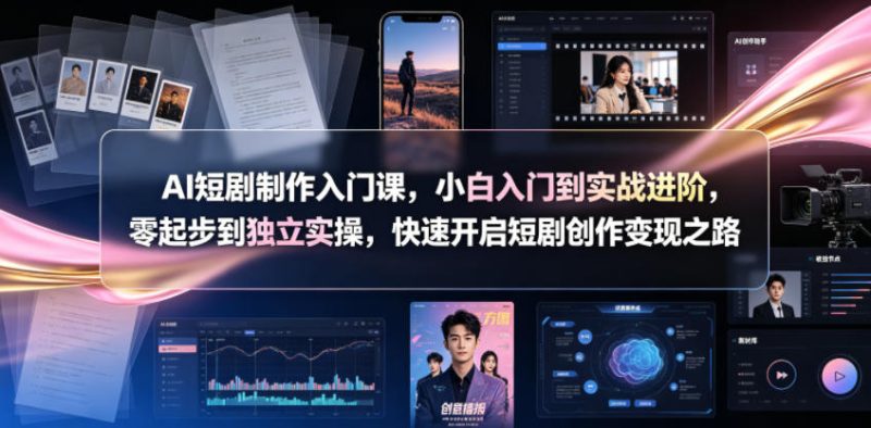 AI短剧制作入门课,小白入门到实战进阶,零起步到独立实操,快速开启短剧创作变现之路-西蒙学社