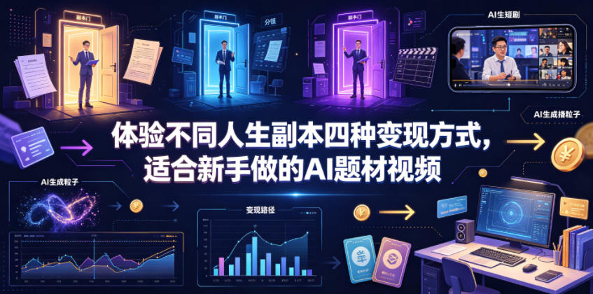 体验不同人生副本四种变现方式，适合新手做的AI题材视频-西蒙学社