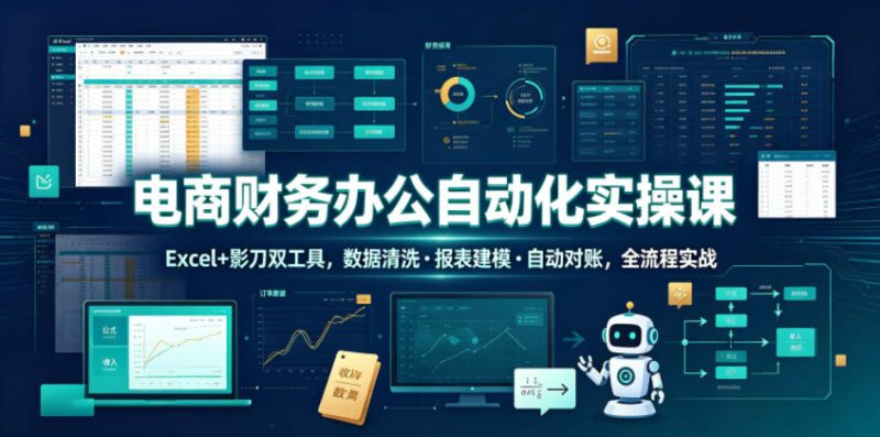 电商财务办公自动化实操课,Excel+影刀双工具,数据清洗・报表建模・自动对账,全流程实战-西蒙学社