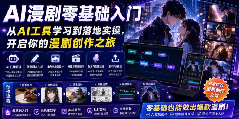 AI漫剧零基础入门，从AI工具学习到落地实操，开启你的漫剧创作之旅-西蒙学社