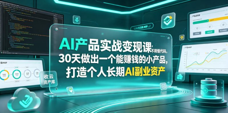 AI产品实战变现课，不用懂代码，30天做出一个能賺钱的小产品，打造个人长期AI副业资产-西蒙学社