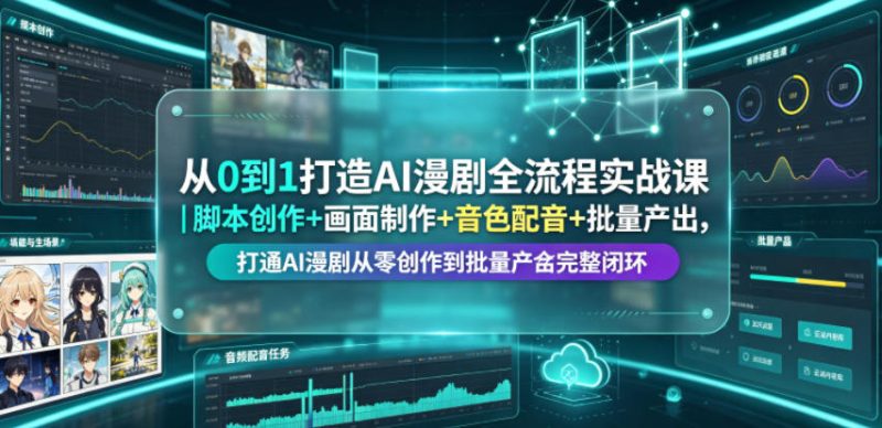 从0到1打造AI漫剧全流程实战课｜脚本创作+画面制作+音色配音+批量产出，打通AI漫剧从零创作到批量量产完整闭环-西蒙学社