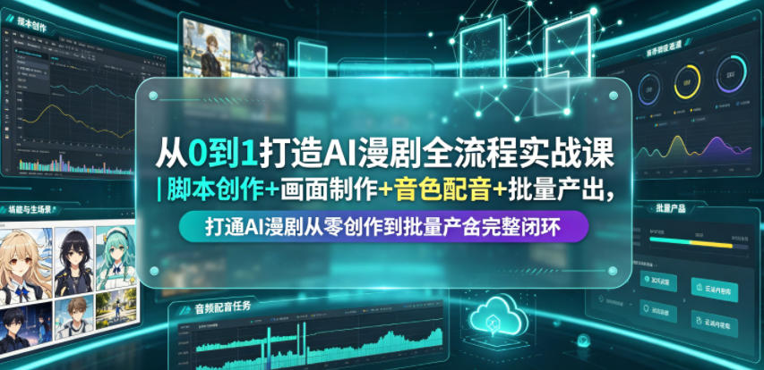 从0到1打造AI漫剧全流程实战课｜脚本创作+画面制作+音色配音+批量产出，打通AI漫剧从零创作到批量量产完整闭环-西蒙学社