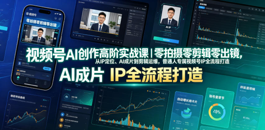 视频号AI创作高阶实战课｜零拍摄零剪辑零出镜，从IP定位、AI成片到剪辑运维，普通人专属视频号IP全流程打造-西蒙学社
