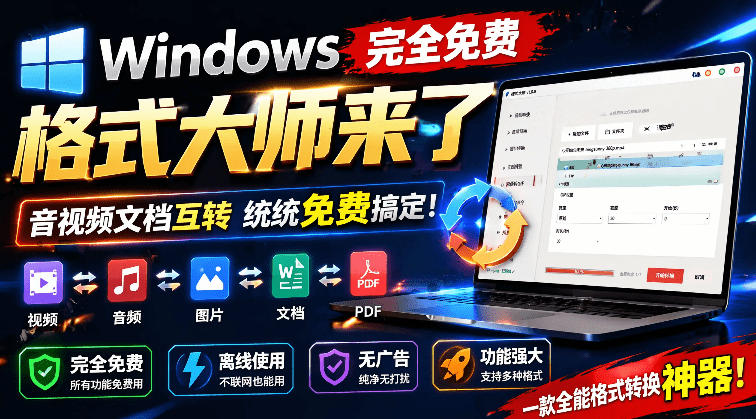Windows完全免费格式大师来了，音视频文档互转统统免费搞定！免费无广，离线使用格式大师-西蒙学社