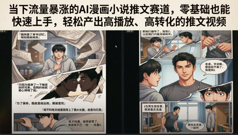 当下流量暴涨的AI漫画小说推文赛道，零基础也能快速上手，轻松产出高播放、高转化的推文视频-西蒙学社