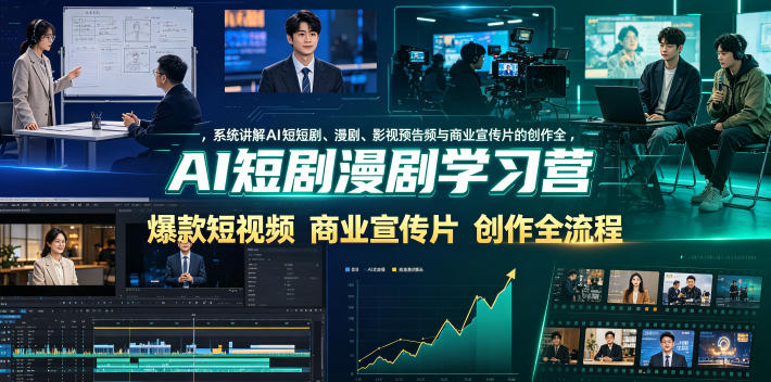 AI短剧漫剧学习营，系统讲解AI短剧、漫剧、影视预告片、爆款短视频与商业宣传片的创作全流程-西蒙学社
