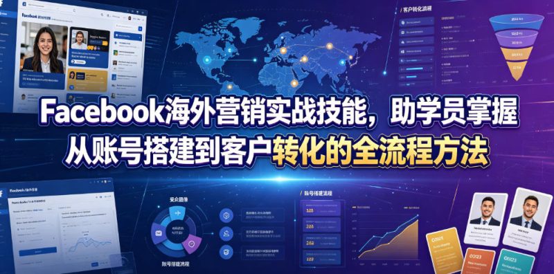 Facebook海外营销实战技能，助学员掌握从账号搭建到客户转化的全流程方法-西蒙学社