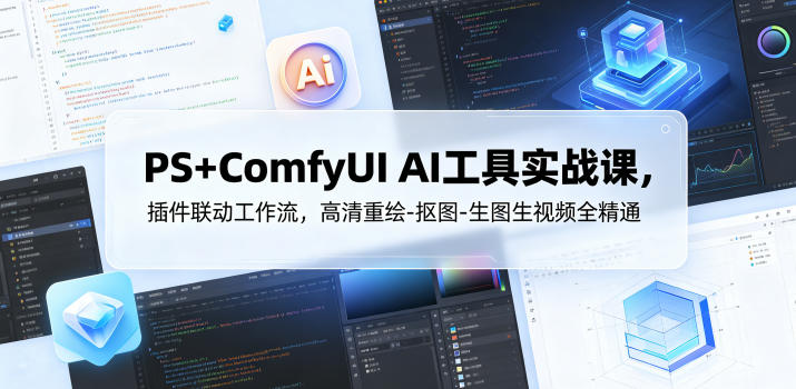 PS+ComfyUI AI工具实战课，插件联动工作流，高清重绘-抠图-生图生视频全精通-西蒙学社