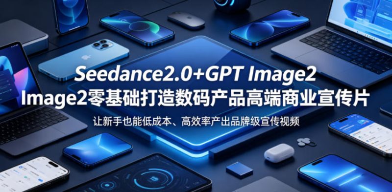 Seedance2.0+GPT Image2零基础打造数码产品高端商业宣传片，让新手也能低成本、高效率产出品牌级宣传视频-西蒙学社