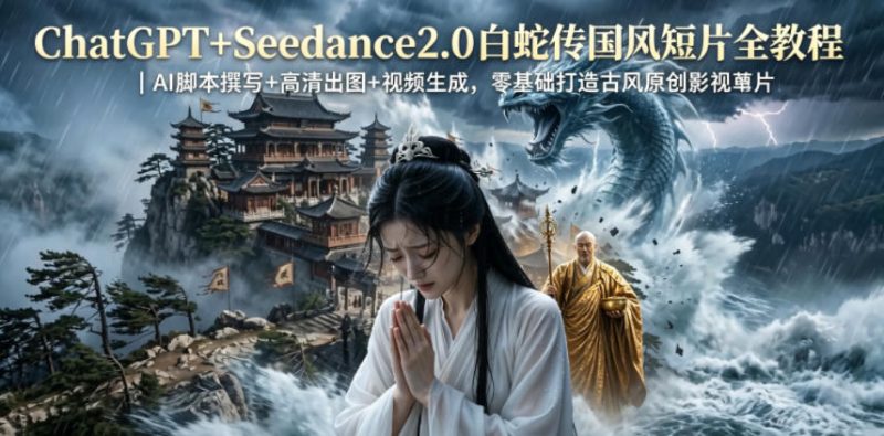 ChatGPT+Seedance2.0白蛇传国风短片全教程｜AI脚本撰写+高清出图+视频生成，零基础打造古风原创影视短片-西蒙学社