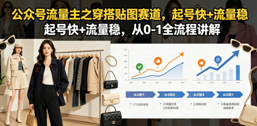 公众号流量主之穿搭贴图赛道，起号快+流量稳，从0-1全流程讲解-西蒙学社