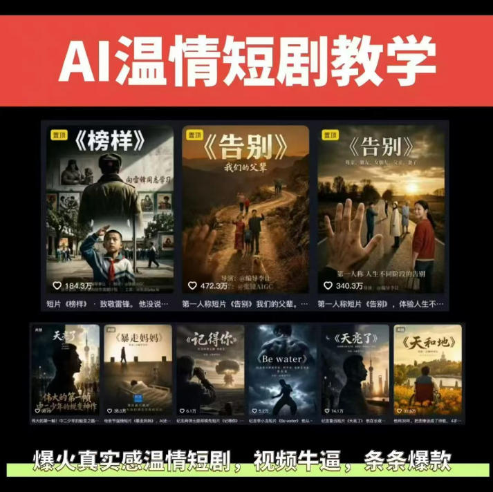 抖音58W粉丝博主的AI温情短剧玩法,条条爆款,伙伴计划+精选独家收益,商单收徒等-西蒙学社