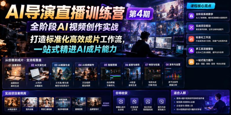 AI导演直播训练营第4期|全阶段AI视频创作实战,打造标准化高效成片工作流,一站式精进AI成片能力-西蒙学社