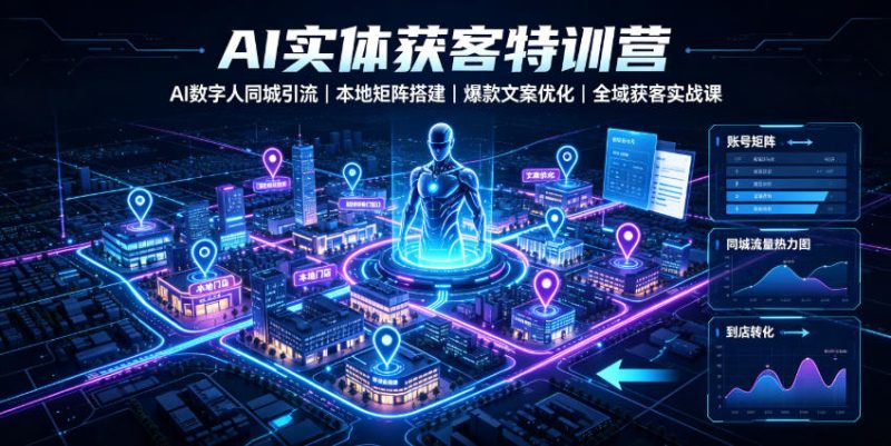 AI实体获客特训营｜AI数字人同城引流、本地矩阵搭建、爆款文案优化全域获客实战课-西蒙学社