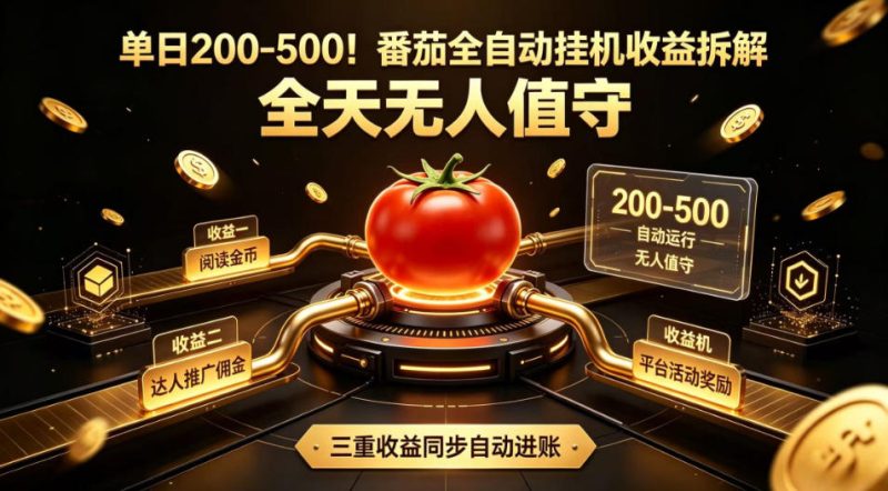单日200-500！番茄全自动挂G收益拆解，全天无人值守，矩阵操作收益翻倍【揭秘】-西蒙学社