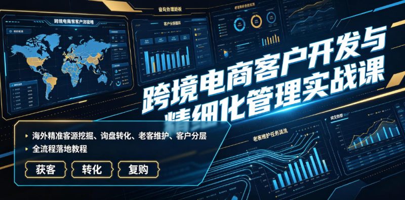跨境电商客户开发与精细化管理实战课｜海外精准客源挖掘、询盘转化、老客维护、客户分层全流程落地教程-西蒙学社
