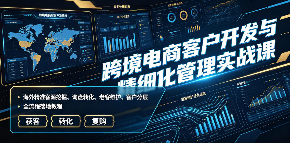 跨境电商客户开发与精细化管理实战课｜海外精准客源挖掘、询盘转化、老客维护、客户分层全流程落地教程-西蒙学社