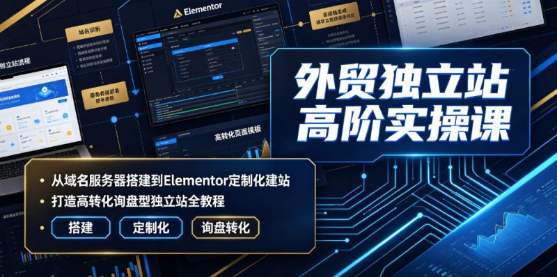 外贸独立站高阶实操课|从域名服务器搭建到Elementor定制化建站,打造高转化询盘型独立站全教程-西蒙学社