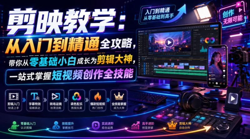 剪映教学:从入门到精通全攻略,带你从零基础小白成长为剪辑大神,一站式掌握短视频创作全技能-西蒙学社