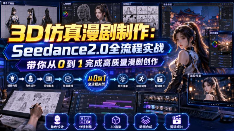 3D仿真漫剧制作:Seedance2.0全流程实战,带你从0到1完成高质量漫剧创作-西蒙学社