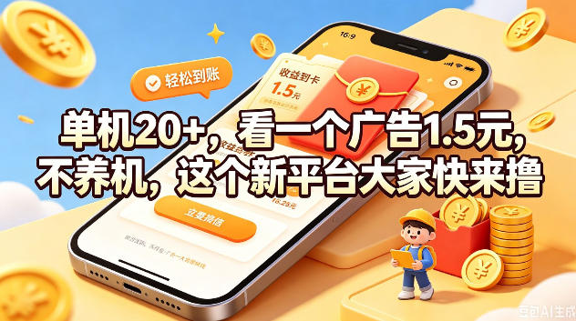 单机20+,看一个广告1.5米,不养机,这个新平台大家快来撸【揭秘】-西蒙学社