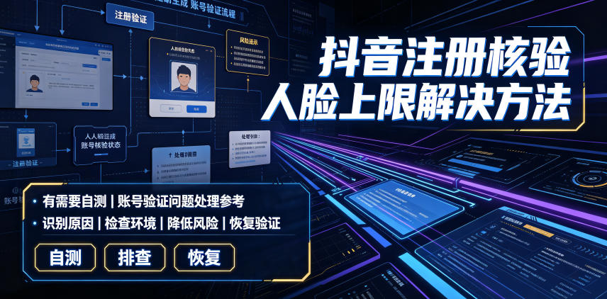 抖音注册核验人脸上限解决方法，有需要自测-西蒙学社