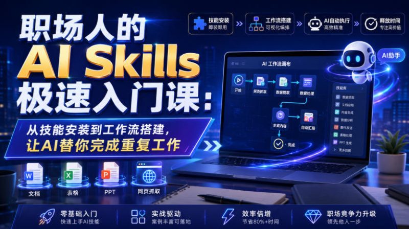 职场人的AI Skills极速入门课:从技能安装到工作流搭建,让AI替你完成重复工作-西蒙学社