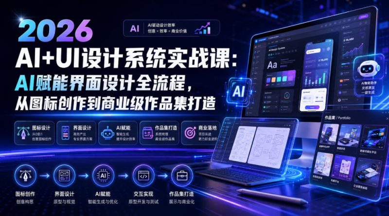 2026 AI+UI设计系统实战课:AI赋能界面设计全流程,从图标创作到商业级作品集打造-西蒙学社