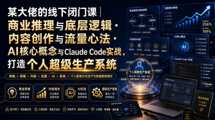 某大佬的线下闭门课｜商业推理与底层逻辑・内容创作与流量心法・AI核心概念与Claude Code实战，打造个人超级生产系统【录音+图片】-西蒙学社
