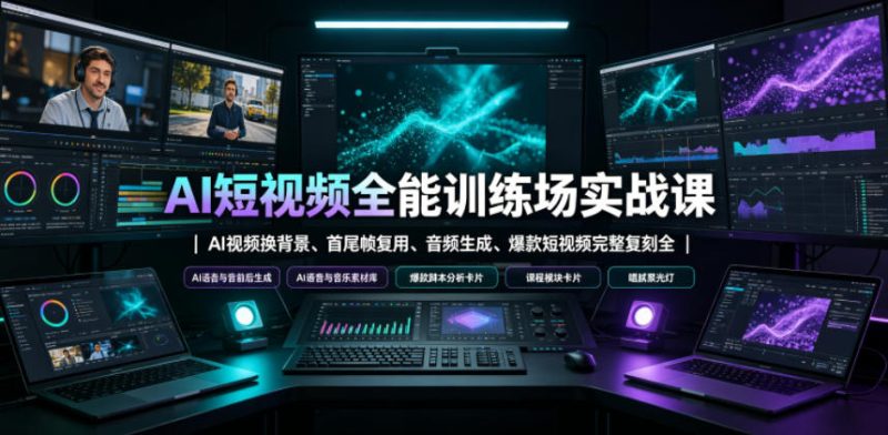AI短视频全能训练场实战课|AI视频换背景、首尾帧复用、音频生成、爆款短视频完整复刻全套实操教学-西蒙学社