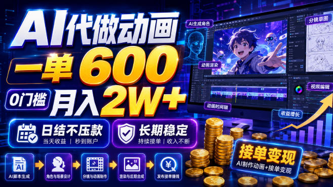 AI代做动画,一单600,0门槛月入2W+,日结不压款,长期稳定【揭秘】-西蒙学社