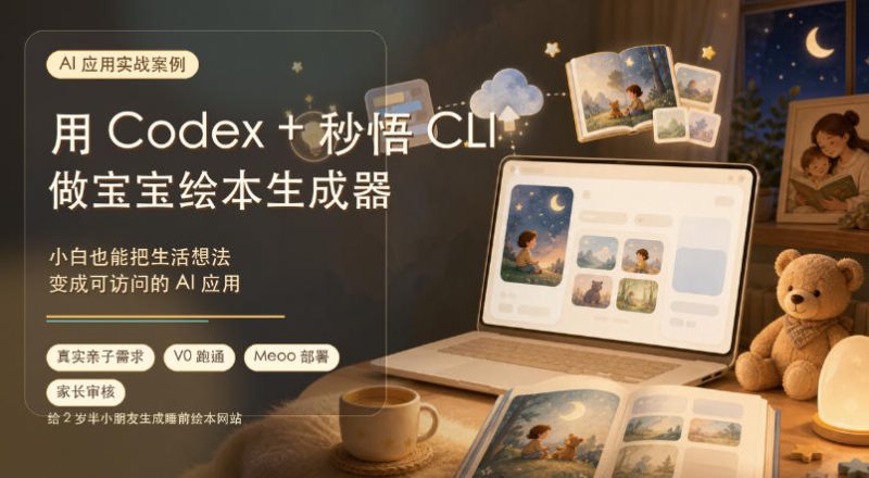 AI应用实战案例,用Codex+秒悟CLl做宝宝绘本生成器,小白也能把生活想法变成可访问的AI应用-西蒙学社