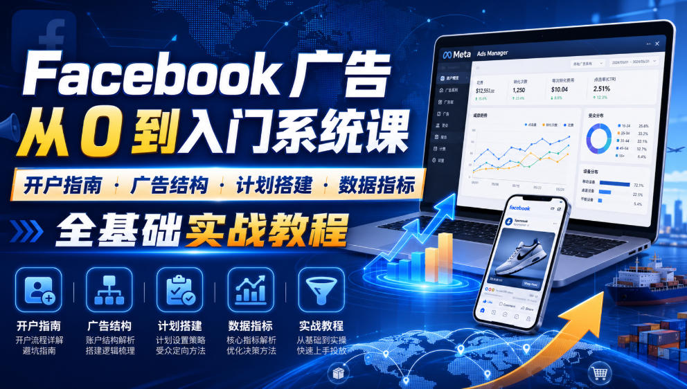 Facebook广告新手从0到入门系统课｜开户指南・广告结构・计划搭建・数据指标全基础实战教程-西蒙学社