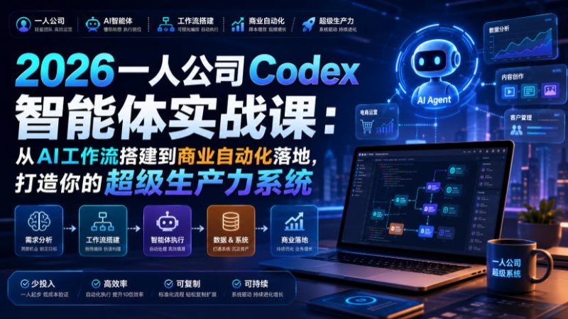 2026一人公司Codex智能体实战课:从AI工作流搭建到商业自动化落地,打造你的超级生产力系统-西蒙学社