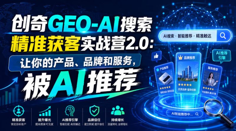 创奇GEO-AI搜索精准获客实战营2.0：让你的产品、品牌和服务，被AI推荐-西蒙学社